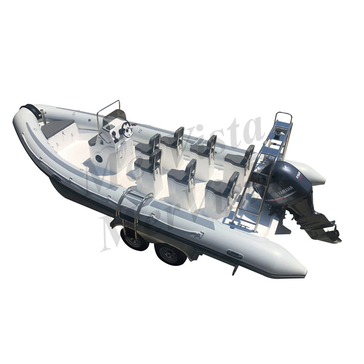 China Rescue Luxury RIB 700 Fiberglass Rigid Hull Inflatable Fishing Boat for Sale