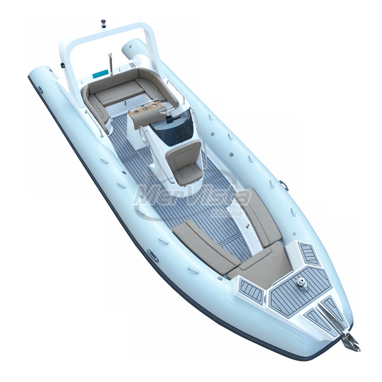 2024 New Product CE Certified Fiberglass Double Hull Hypalon Luxury RIB 760C Boats For Family Fun